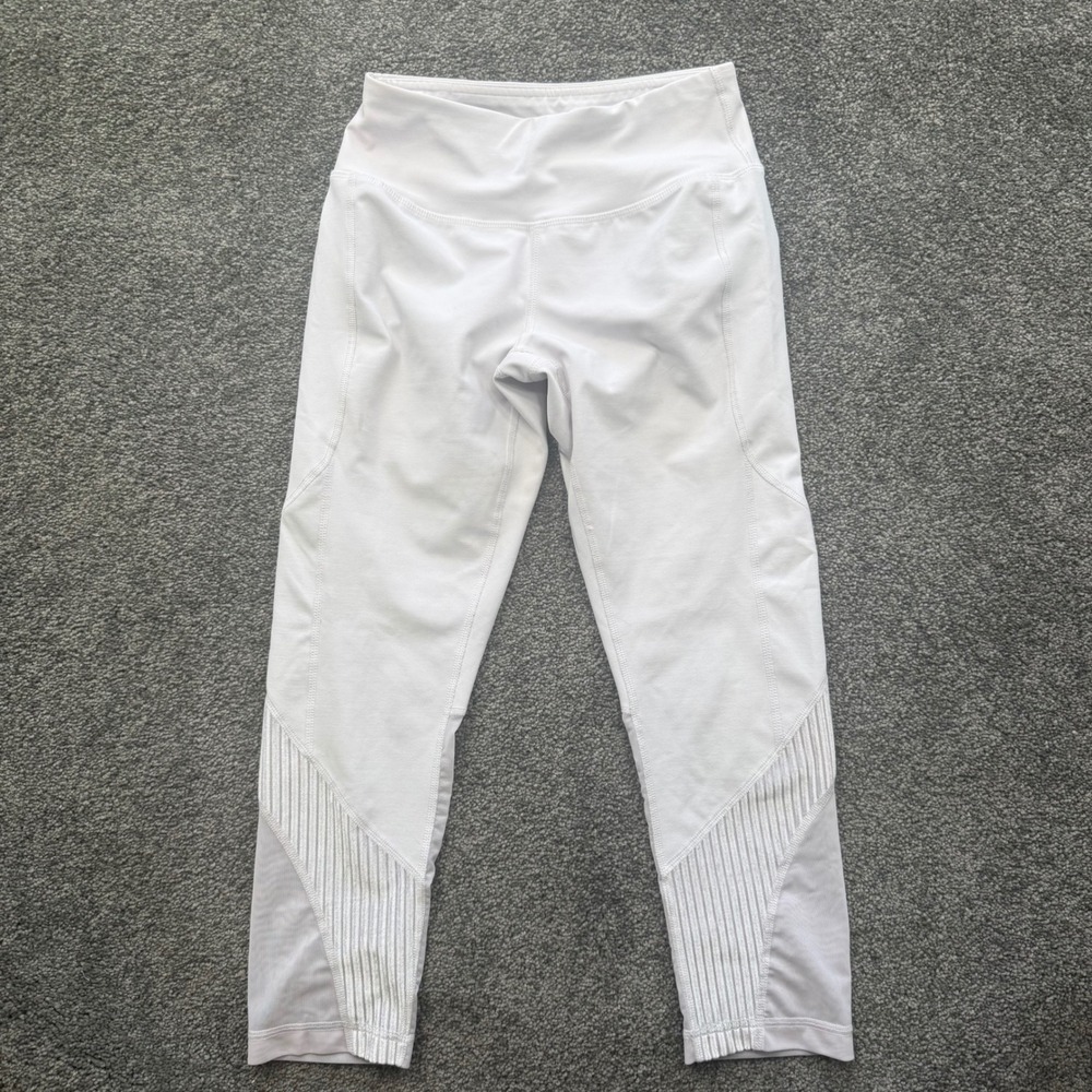 90 Degree by Reflex Womens White Mesh Panel High Waist Leggings XS RN 144527
